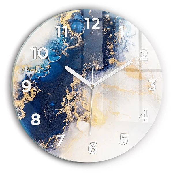 Wanduhr glas rund Marmoriertes Muster