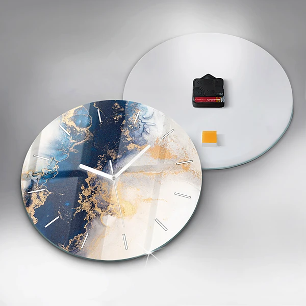 Wanduhr glas rund Marmoriertes Muster