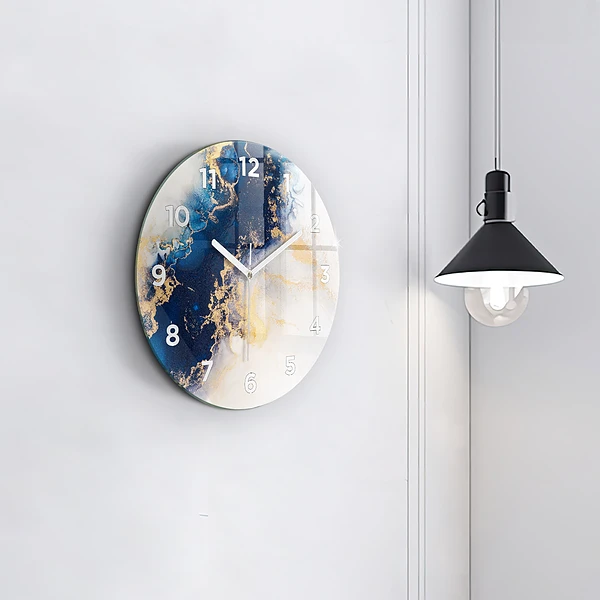 Wanduhr glas rund Marmoriertes Muster