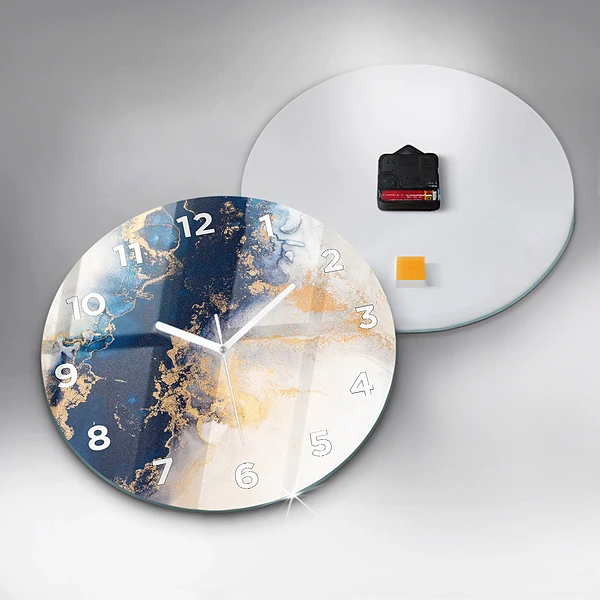 Wanduhr glas rund Marmoriertes Muster