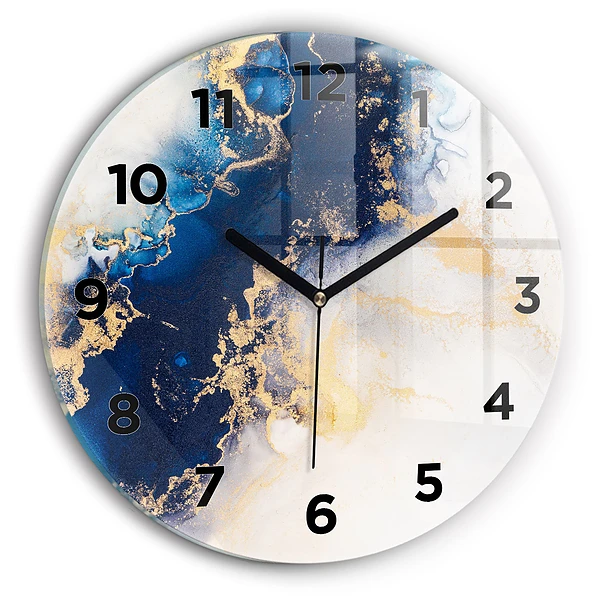 Wanduhr glas rund Marmoriertes Muster