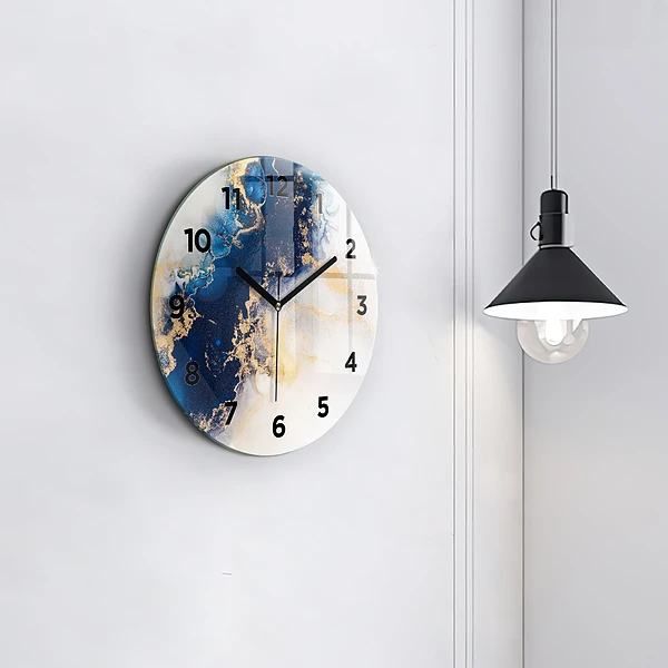 Wanduhr glas rund Marmoriertes Muster