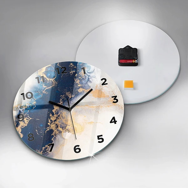 Wanduhr glas rund Marmoriertes Muster