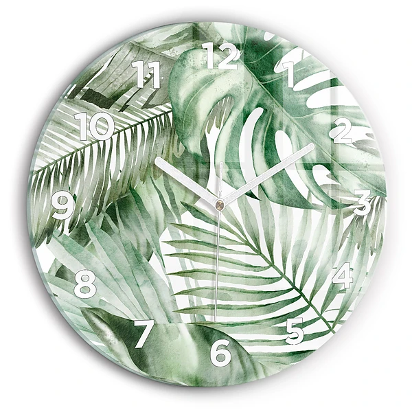 Wanduhr rund mit motiv Gemalte Pflanzenblätter