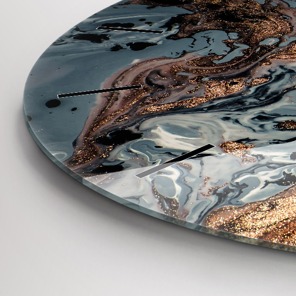 Wanduhr glas rund Abstrakte Marmor-Gold-Abstraktion