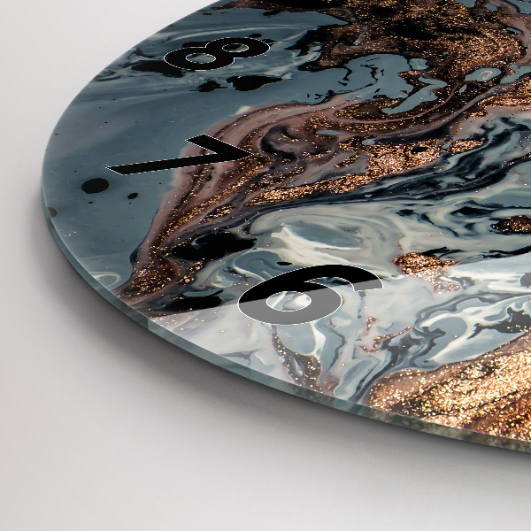 Wanduhr glas rund Abstrakte Marmor-Gold-Abstraktion