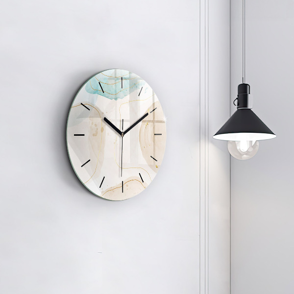Wanduhr glas rund Aquarell-Flecken