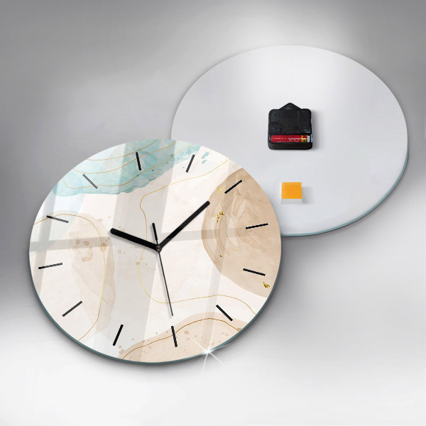 Wanduhr glas rund Aquarell-Flecken