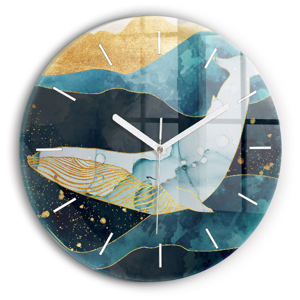 Wanduhr glas rund Abstrakter Wal