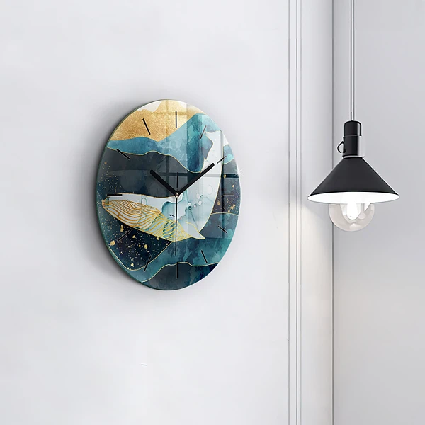 Wanduhr glas rund Abstrakter Wal