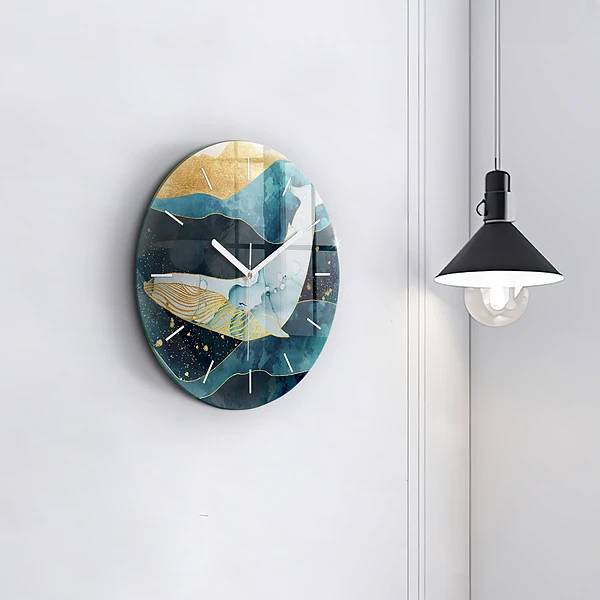 Wanduhr glas rund Abstrakter Wal