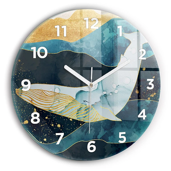 Wanduhr glas rund Abstrakter Wal