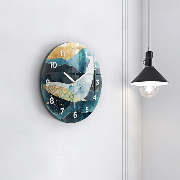 Wanduhr glas rund Abstrakter Wal