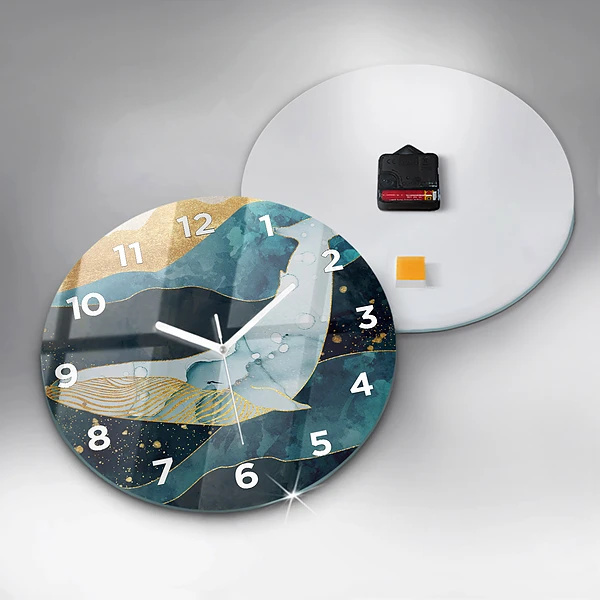 Wanduhr glas rund Abstrakter Wal
