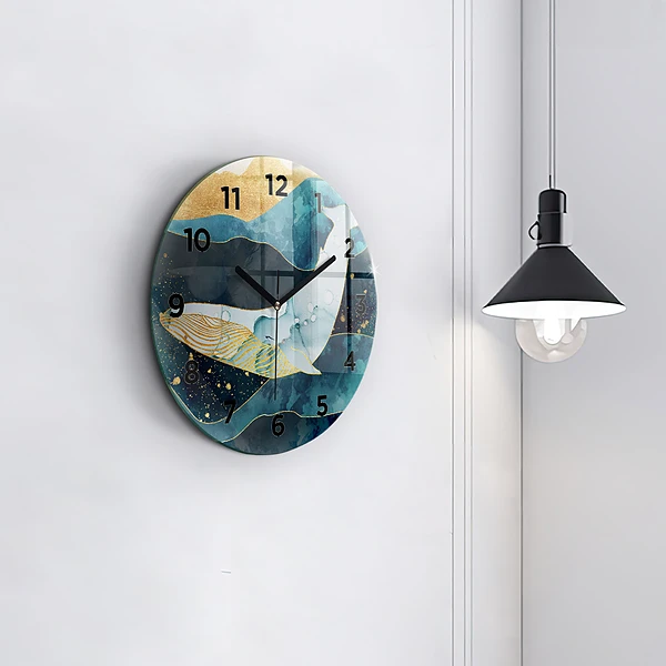 Wanduhr glas rund Abstrakter Wal