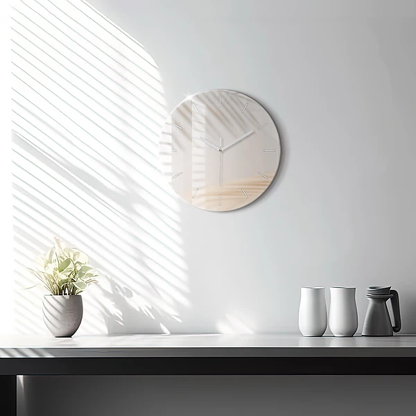 Wanduhr rund mit motiv Creme-Abstraktion