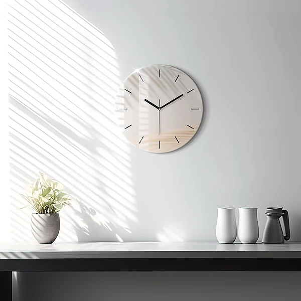 Wanduhr rund mit motiv Creme-Abstraktion