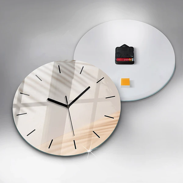 Wanduhr rund mit motiv Creme-Abstraktion