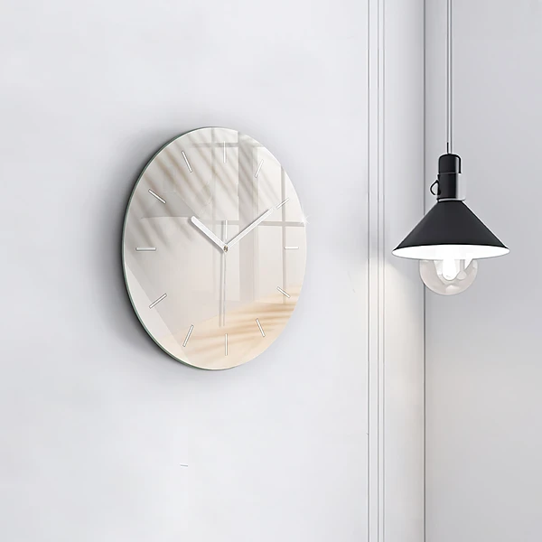 Wanduhr rund mit motiv Creme-Abstraktion