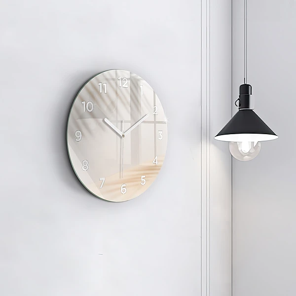 Wanduhr rund mit motiv Creme-Abstraktion