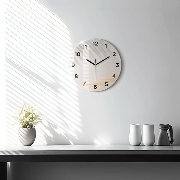 Wanduhr rund mit motiv Creme-Abstraktion