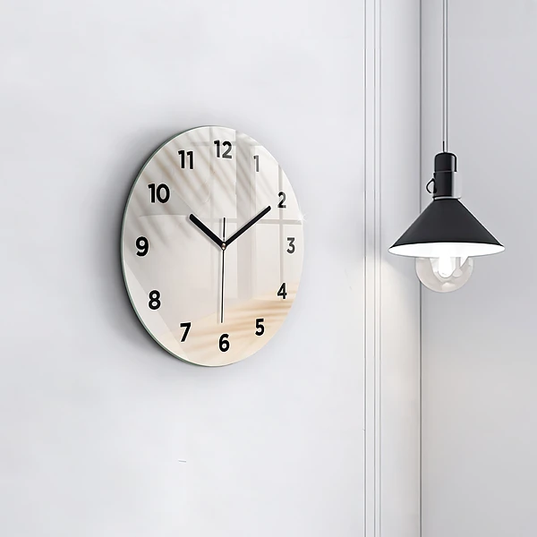 Wanduhr rund mit motiv Creme-Abstraktion