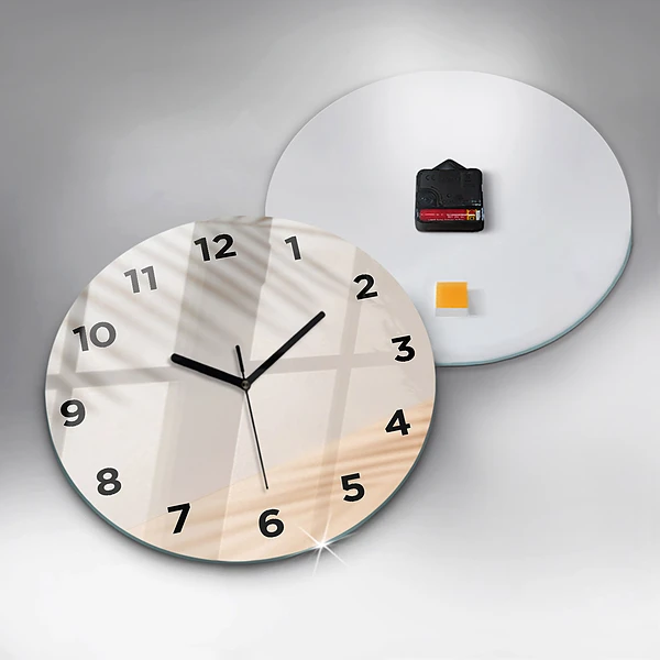 Wanduhr rund mit motiv Creme-Abstraktion
