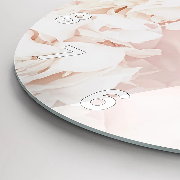 Wanduhr glas rund Pfingstrosenblüten