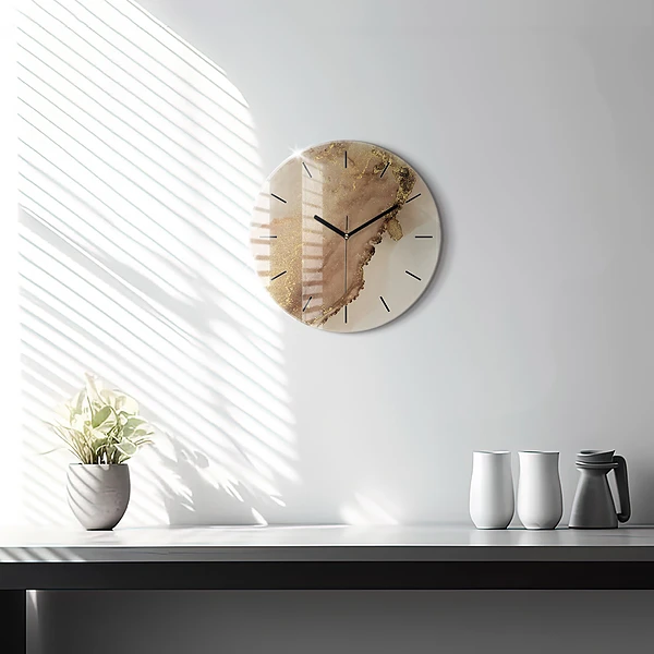 Wanduhr rund Beigefarbene moderne Kunst