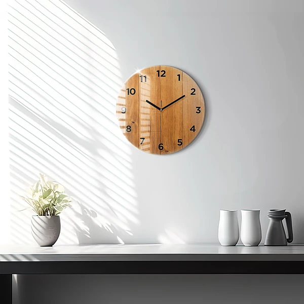 Wanduhr rund mit motiv Hölzerne Bretter