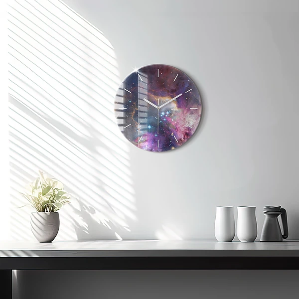 Wanduhr rund mit motiv Galaxie und Sterne