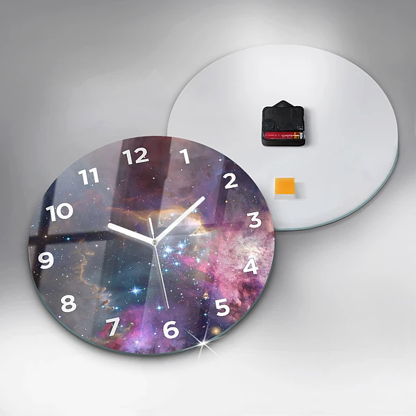Wanduhr rund mit motiv Galaxie und Sterne