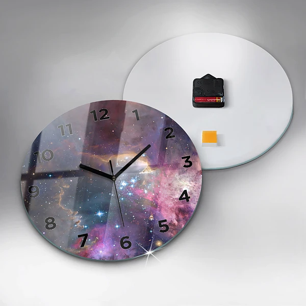 Wanduhr rund mit motiv Galaxie und Sterne