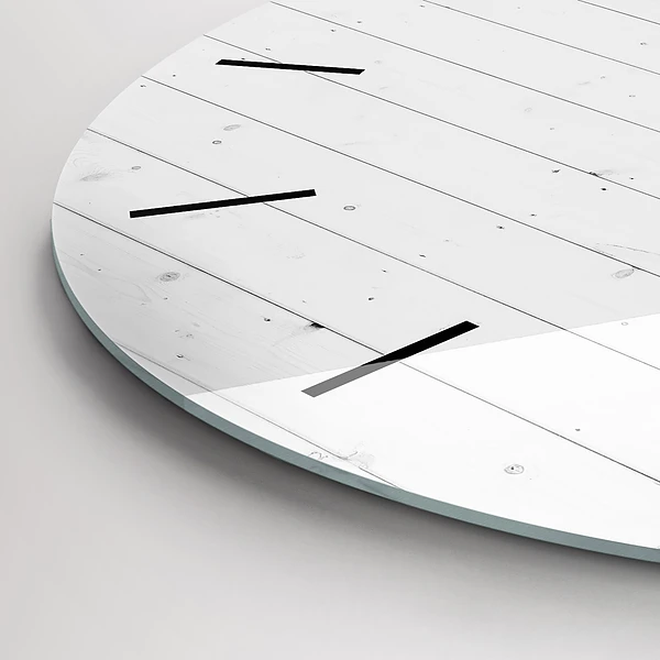 Wanduhr rund mit motiv Holzplatten-Muster