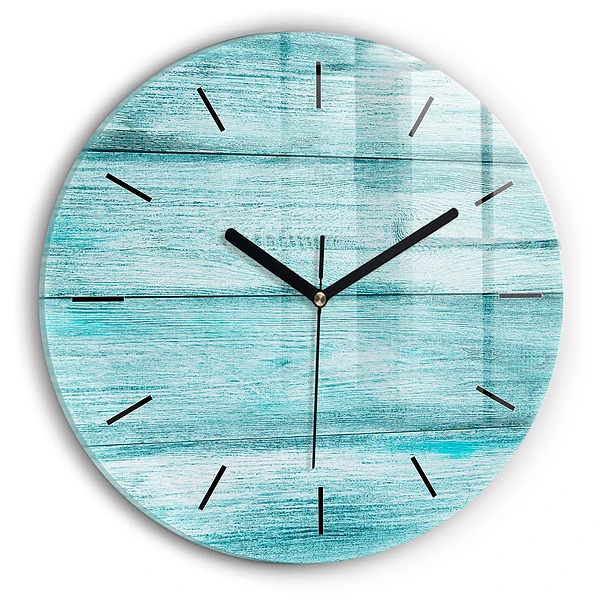 Wanduhr rund Blaues altes Holz