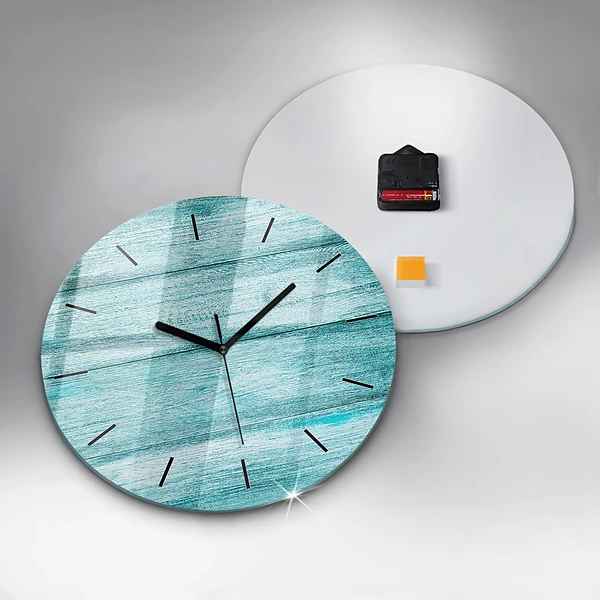 Wanduhr rund Blaues altes Holz