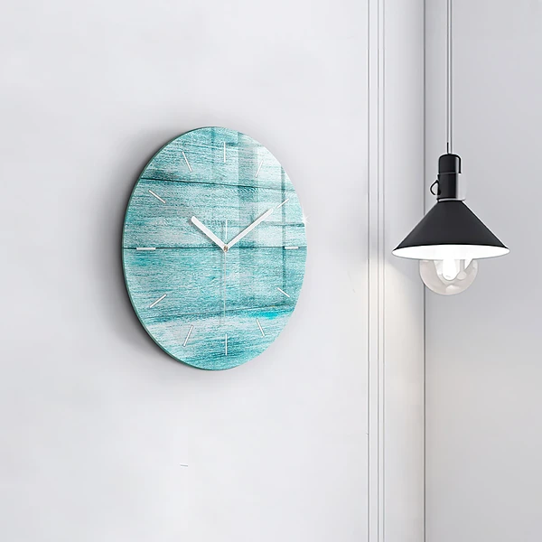 Wanduhr rund Blaues altes Holz