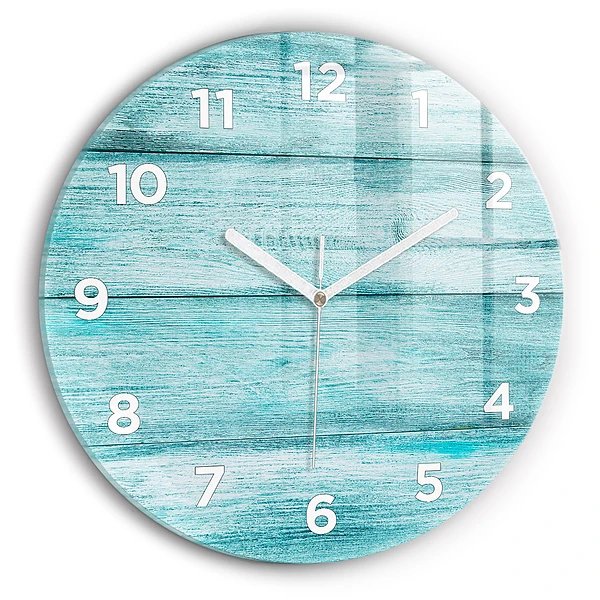 Wanduhr rund Blaues altes Holz