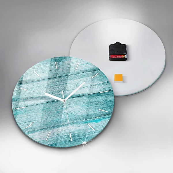 Wanduhr rund Blaues altes Holz