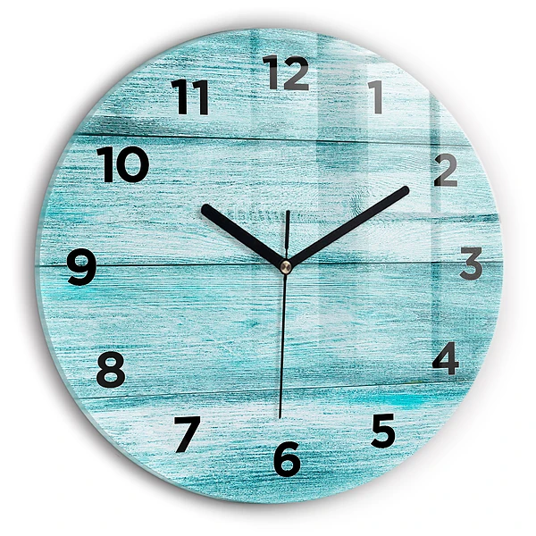 Wanduhr rund Blaues altes Holz