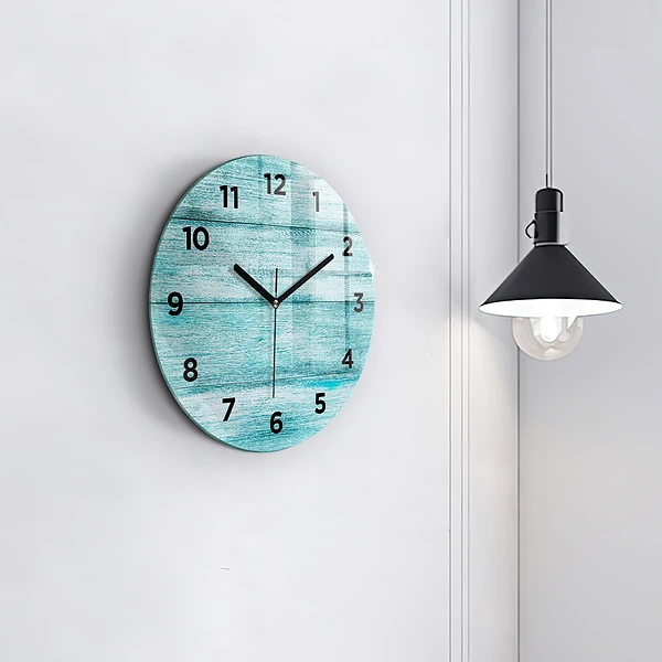 Wanduhr rund Blaues altes Holz