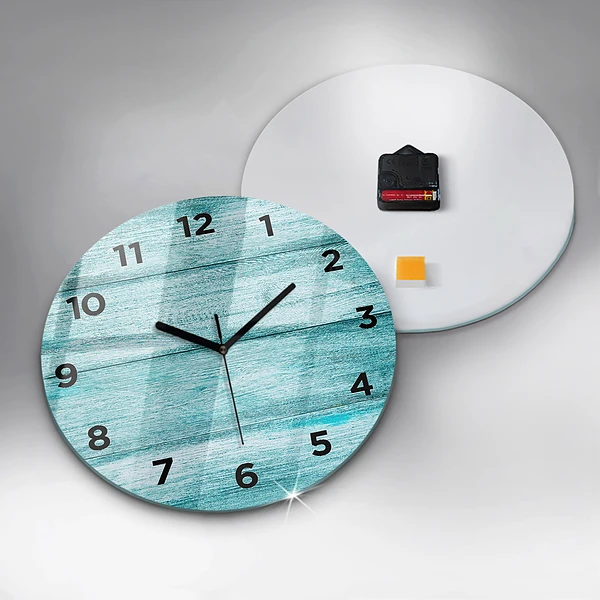 Wanduhr rund Blaues altes Holz