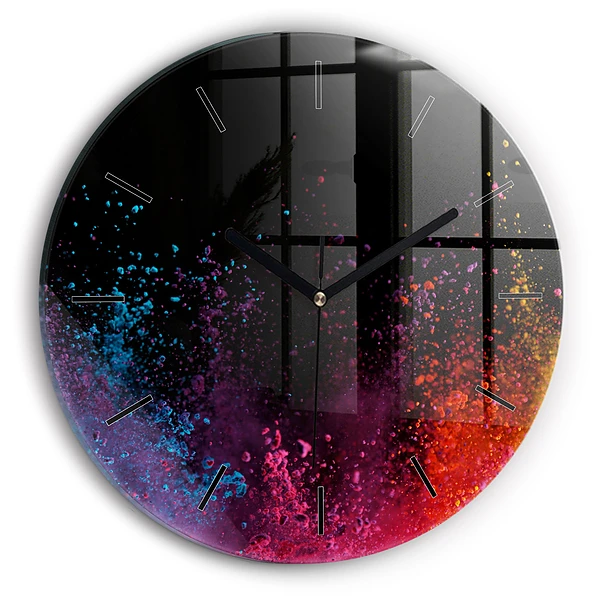 Wanduhr glas rund Explosion der Farben