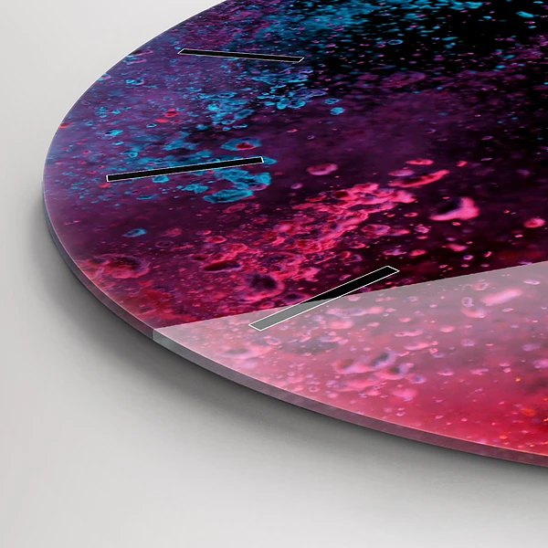 Wanduhr glas rund Explosion der Farben