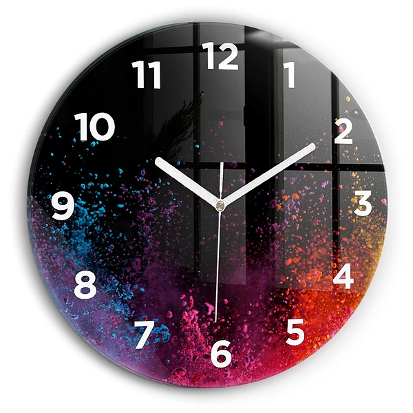 Wanduhr glas rund Explosion der Farben