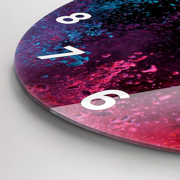 Wanduhr glas rund Explosion der Farben