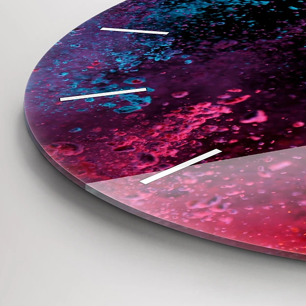 Wanduhr glas rund Explosion der Farben