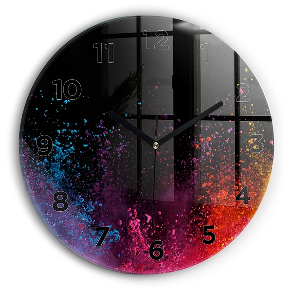 Wanduhr glas rund Explosion der Farben