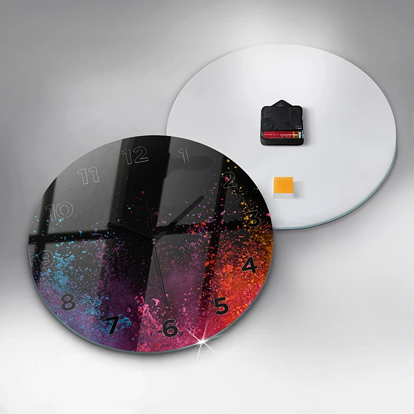 Wanduhr glas rund Explosion der Farben