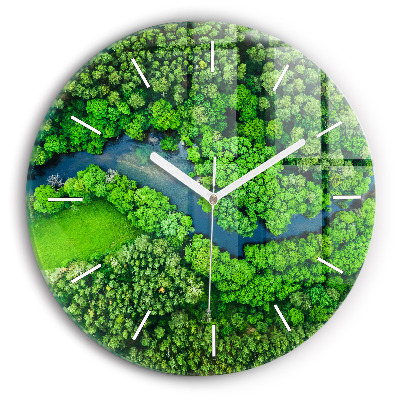 Wanduhr rund mit motiv Fluss im Wald